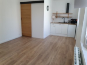 Photo de galerie - Pose parquet + plinthe ainsi que kitchenette