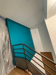 Photo de galerie - Mise en peinture avec une touche de bleu sur un panneau de murs 