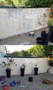 Photo de galerie - Aménagement de jardin plus peinture reprise mûr 