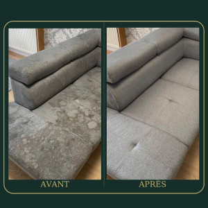 Photo de galerie - Nettoyage de canapé, avant et après la prestation.