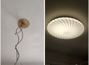 Photo de galerie - Remplacement d'une douille par un plafonnier LED