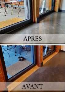 Photo de galerie - Rénovation bas de porte (anciennement en bois fissuré) en granulat de marbre