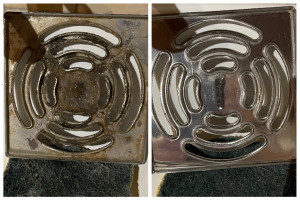 Photo de galerie - Grille de douche avant / après 