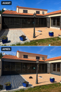 Photo de galerie - Nettoyage au Karcher + protection seuils pour une application d’une peinture gris anthracite 