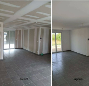Photo de galerie - Réalisation d’un ponçage plus mise en peinture de la totalité de la maison 