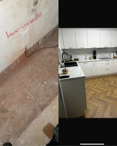 Photo de galerie - Remplacement du tableau électrique + tirage d’alimentations en suivant le plan du cuisiniste pour nouvelle cuisine. 