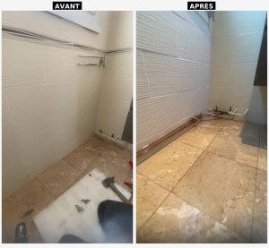 Photo de galerie - Création de nouvelles alimentations en eau sur l’installation cuivre existante pour l’aménagement d’une nouvelle salle de bain.