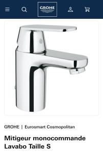 Photo de galerie - Mitigeur lavabo Grohe Eurosmart 
