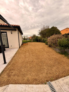 Photo de galerie - Reprise d’une pelouse, labours, amendement et semis.