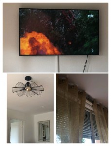 Photo de galerie - Mise en place avec fourniture matériel pour tv au mur + plafonnier + cadre + tringle 
