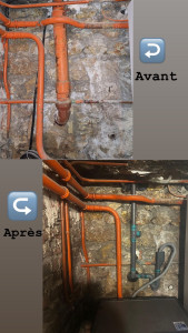 Photo de galerie -  remplacement évacuation fonte 75 diamantée en pcv  40