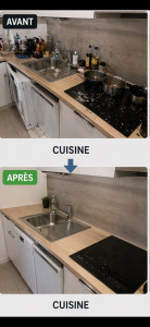 Photo de galerie - Nettoyage complet de la cuisine :  
✔️ dégraissage des surfaces  
✔️ nettoyage des plaques et de l’évier  
✔️ remise en ordre du plan de travail  

Résultat propre et soigné ?
Je travaille avec sérieux et je suis attentive aux détails.