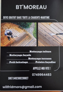 Photo de galerie - Bonjour je vous propose mes services de nettoyage toiture façade terrasse 
peintre façadier 

devis gratuit me déplace dans toute la Charente maritime 
