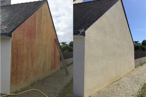 Photo de galerie - Pignon avant et après nettoyage 