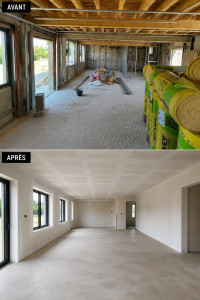 Photo de galerie - Pose de placo, bandes, enduit et ragréage de sol
