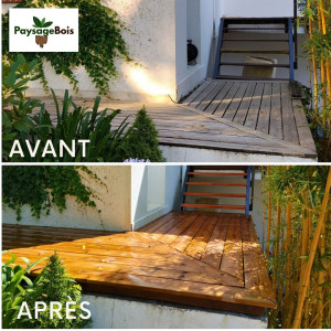 Photo de galerie - Réalisation d'une petite terrasse d'angle.