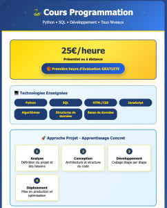 Photo de galerie - Cours Programmation