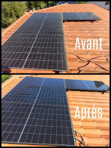 Photo de galerie - Nettoyage panneaux photovoltaïques + traitement tuiles de toiture 