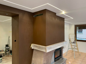 Photo de galerie - Pose d’un enduits à la chaux 100% naturel réalisation complète plâtrerie profiler led encastrer isolation 