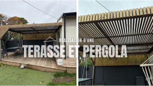 Photo de galerie - Création d'une terrasse et sa pergola. 