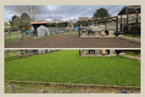 Photo de galerie - Préparation du terrain et semis de gazon