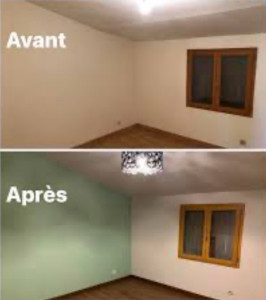 Photo de galerie - Préparation de la totalité des murs, puis mise en peinture des murs et des plafonds