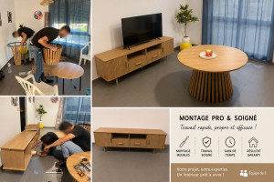 Photo de galerie - Montage de meubles ?️ Montage d’une grande table, d’une table basse, d’un canapé et d’un meuble TV. Travail propre, soigné et efficace. Équipe de 2 personnes.