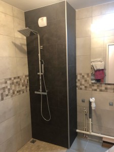 Photo de galerie - Nouveau mur pour la douche + pose colonne de douche et nouvelle paroi 