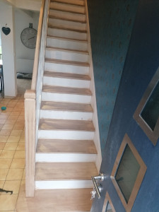 Photo de galerie - Renovation d'un escalier avec peinture renov'bois