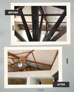 Photo de galerie - Rénovation mur et mise en peinture de bois 