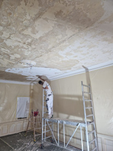 Photo de galerie - Réfection d'un plafond en lattis fissuré grattage des parties non adhérentes ouverture des fissures .