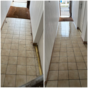 Photo de galerie - Nettoyage de bâtiment, entrée, avant et après 