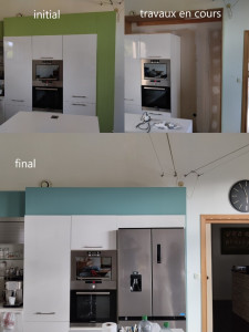Photo de galerie - Modification cuisine. suppression frigo intégré pour encastrer frigo américain