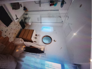 Photo de galerie - Placo enduit peinture. pose carrelage receveur paroi de douche meuble vasque 