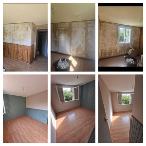 Photo de galerie - Ratissage des murs 1 couche de sous-couche et 2 couche de peinture de finition 