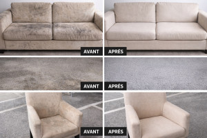 Photo de galerie - Avant après nettoyage mobilier textile 