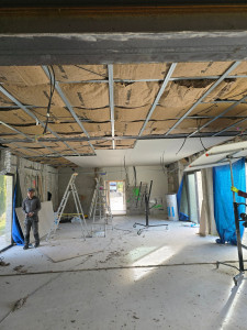 Photo de galerie - Plafond en placo platre avec isolation on laine de verre d'une grande salle de Réunion 
