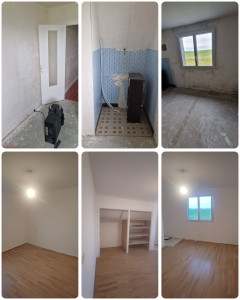 Photo de galerie - Rénovation d'une chambre complète pose d'un sol stratifié et rénovation des murs et plafonds 