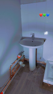 Photo de galerie - Installation complète de la salle de bain lavabo douche changement de toute la tuyauterie