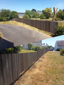 Photo de galerie - Réutilisation de lame bois exotique d'une terrasse pour faire une clôture sur-mesure de 30m
