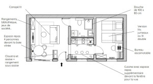 Photo de galerie - Plan 2D pour un appartement de 40m² destiné à la location courte durée 