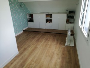 Photo de galerie - Pose de sol stratifié.