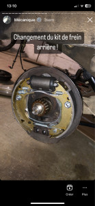 Photo de galerie - Changement du lit de frein tambour arrière sur une 205 (garnitures, maître cylindre)