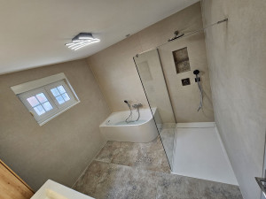 Photo de galerie - Robinetterie encastrés hansgrohe  / bac a douche 140/90 Talange 