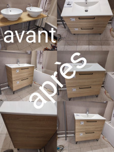 Photo de galerie - Montage meuble de salle de bain + installation d'arrivée d'eau et évacuation d'eau usage 