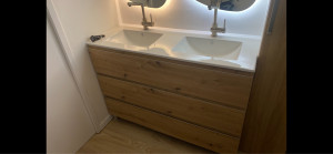 Photo de galerie - Montage meuble avec double vasque et plomberie 