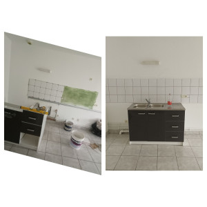 Photo de galerie - Montage meuble cuisine avec la pose de Faïence 