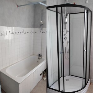 Photo de galerie - Dépose de la baignoire et pose d'une cabine de douche