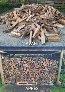 Photo de galerie - Organisation, rangement et empilage du bois de chauffage pour un stockage propre et optimisé.