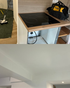 Photo de galerie - Petit chantier   avec peinture de plafond et remplacement de plaque de cuisson